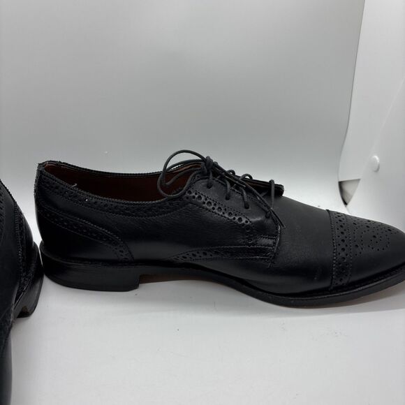 10.5 ALLEN EDMONDS SANFORD Men's Cap Toe Shoes Derby Black Leather - Picture 8 of 13